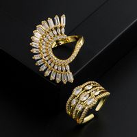 New Creative Gold-plated Micro Inlaid Zircon Geometric Open Adjustable Copper Ring main image 1
