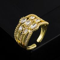 New Creative Gold-plated Micro Inlaid Zircon Geometric Open Adjustable Copper Ring sku image 1