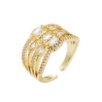 New Creative Gold-plated Micro Inlaid Zircon Geometric Open Adjustable Copper Ring main image 2