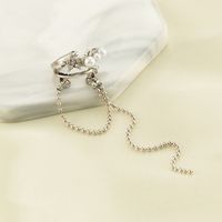 Long Tassel Ball Bead Chain Diamond Pearl Inlaid Female Ear Clip Without Pierced main image 2