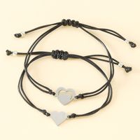 Fashion Jewelry Stainless Steel Hollow Heart Shaped Card Hand Weaving Bracelet2 Pieces main image 3