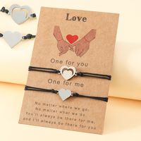 Fashion Jewelry Stainless Steel Hollow Heart Shaped Card Hand Weaving Bracelet2 Pieces main image 1