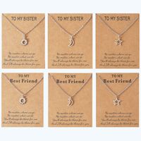 Fashion Stainless Steel Sun Moon Star Shaped Card Clavicle Necklace 3-piece Set main image 4