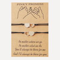Mode En Acier Inoxydable En Forme De Coeur Rose Promesse Couple Carte Main Tissage Bracelet sku image 1