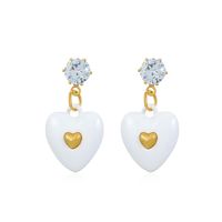 Mode Mignon Micro Incrusté Zircon Émail Gouttes Coloré En Forme De Coeur Boucles D'oreilles En Alliage sku image 7