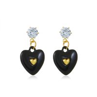 Mode Mignon Micro Incrusté Zircon Émail Gouttes Coloré En Forme De Coeur Boucles D'oreilles En Alliage sku image 11