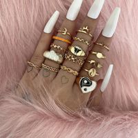 Fashion Retro Moon Sun Five-pointed Star Shell Knuckle Ring 16 Pieces sku image 1