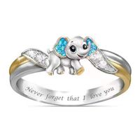 Cute Pink Blue Elephant Ring Never Forget Oath Alloy Ring Wholeasle main image 5