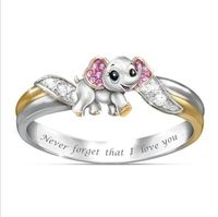Cute Pink Blue Elephant Ring Never Forget Oath Alloy Ring Wholeasle main image 1