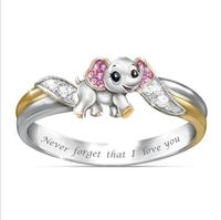 Cute Pink Blue Elephant Ring Never Forget Oath Alloy Ring Wholeasle sku image 2