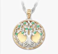 Creative Fashion Life Tree Round Pendant Two-color Electroplated Alloy Necklace main image 6