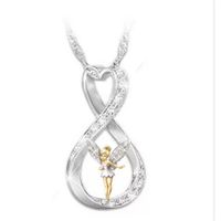 Fashion New Heart Two-color Electroplated Alloy Pendant Clavicle Chain Necklace sku image 4