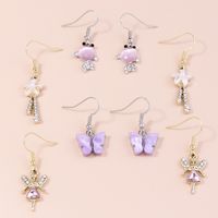 Cute Acrylic Dripping Oil Butterfly Dragonfly Goldfish Bee Pendant Earrings sku image 1