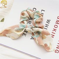 2022 Vintage Tie-dyed Color Rabbit Ears Hair Ring Women's Knotted Fabric Top Cuft Hair Accessories sku image 3