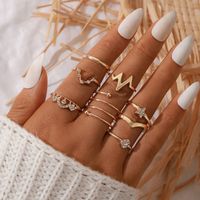 Fashion Geometric V-shaped Pentagram Diamond-studded Ring 8-piece Set main image 1