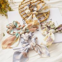 2022 Vintage Tie-dyed Color Rabbit Ears Hair Ring Women's Knotted Fabric Top Cuft Hair Accessories main image 2