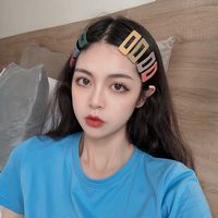 Fashion Simple Frosted Clip Back Head Barrettes Rectangular Multi-color Hairpin Set Headdress main image 4