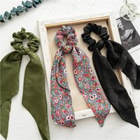 New Simple Long Ribbon Headwear Women's Hair Tie Ponytail Bandeau Floral Hair Ring main image 1