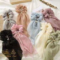 Fashion Elegant Colorful Streamer Hair Tie Double-layer Bow Women's Lace Hair Band main image 4