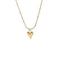 Simple Retro Peach Heart Shaped Pendant Stainless Steel Gold Necklace main image 5