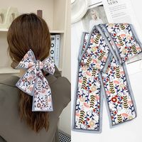 Fashion Flowers And Plants Silk Scarf Hair Band Narrow Thin Strip Retro Ribbon sku image 6