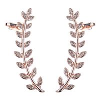 Fashion Ornament Inlay Rhinestone Leaf Shaped Stud Earrings main image 3