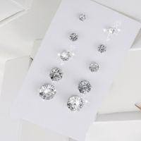 Fashion Ornament Crystal Zircon Earings Stud Set 5 Pairs sku image 3