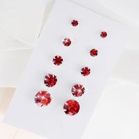 Fashion Ornament Crystal Zircon Earings Stud Set 5 Pairs sku image 2