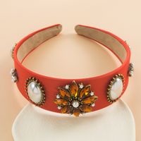 Fashion Baroque Vintage Inlay Pearl Rhinestone Flower Headband Hair Accessories sku image 1