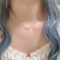 Fashion Bow Shaped Pendant Diamond Inlaid Clavicle Chain main image 1