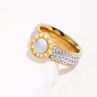 Titanium Steel 14k Gold-plated Ring Fashion Classic Golden Diamond Ring main image 3