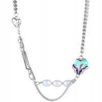 Mode Einfache Edelstahl Zirkon Anhänger Perle Halskette Perle Schlüsselbein Kette main image 5