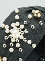 Fashion New Inlay Pearl Bow Knotted Wide Headband Fabric main image 3