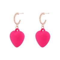 Simple Cute Creative Frost Heart Pendant Alloy Earrings main image 3