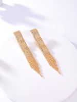 New Fashion Copper Electroplated 18k Rhinestone Long Tassel Earrings main image 3