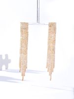 New Fashion Copper Electroplated 18k Rhinestone Long Tassel Earrings sku image 1