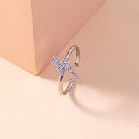 Simple Opening Adjustable Micro Inlaid Zircon Lightning Copper Ring Ornament main image 2
