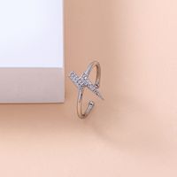 Simple Opening Adjustable Micro Inlaid Zircon Lightning Copper Ring Ornament main image 5
