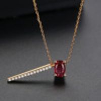 Jinse Simu Betrunkene Rote Halskette Kupfer Eingelegt Aaa Zirkon Koreanische Mode Einfache Goldene Weibliche Halskette Ein Stück sku image 2