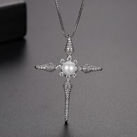 Necklace New Cross-border Europe And America Cross Pearl Ladies Pendant Necklace Wholesale sku image 3