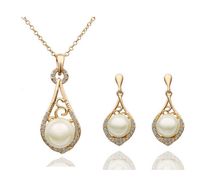 Fashion Inlay Rhinestone Set Pearl Diamond Set Necklace Ear Stud main image 3