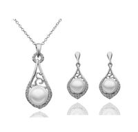 Fashion Inlay Rhinestone Set Pearl Diamond Set Necklace Ear Stud main image 2