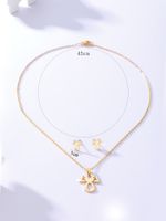Einfache Mode Überzogene Engel Gold Edelstahl Halskette Ohrringe Set main image 3