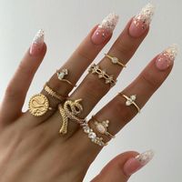 Fashion Knuckle Ring Alloy Animal Zodiac Diamond-embedded Gold 9-piece Ornament For Women main image 5