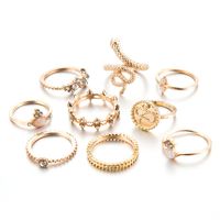 Fashion Knuckle Ring Alloy Animal Zodiac Diamond-embedded Gold 9-piece Ornament For Women main image 2