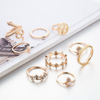 Fashion Knuckle Ring Alloy Animal Zodiac Diamond-embedded Gold 9-piece Ornament For Women main image 3