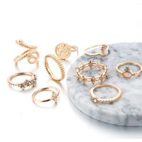 Fashion Knuckle Ring Alloy Animal Zodiac Diamond-embedded Gold 9-piece Ornament For Women main image 4