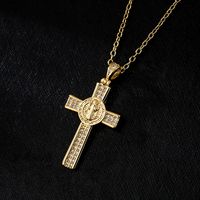 Fashion Copper 18k Gold Plating Zircon Cross Pendant Necklace main image 1