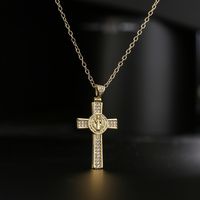 Fashion Copper 18k Gold Plating Zircon Cross Pendant Necklace main image 3