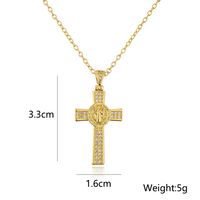 Fashion Copper 18k Gold Plating Zircon Cross Pendant Necklace main image 5